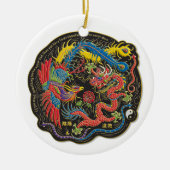 Yin Yang Phoenix en Dragon Kerstversiering Keramisch Ornament (Voorkant)