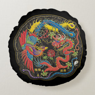 Yin Yang Phoenix en Dragon Sierkussen Rond Kussen