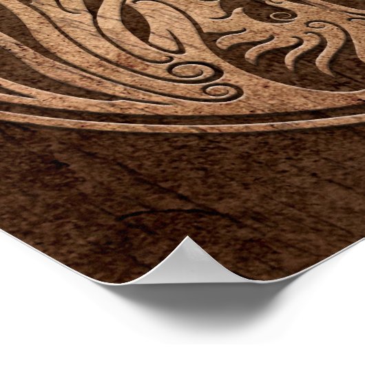 Yin Yang Phoenix met het effect van houtkorrels Poster (Hoek)