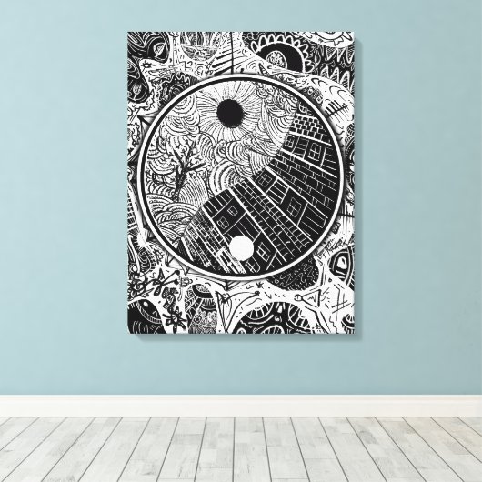 Yin Yang Phrame Canvas Afdruk (Insitu (Houten vloer))