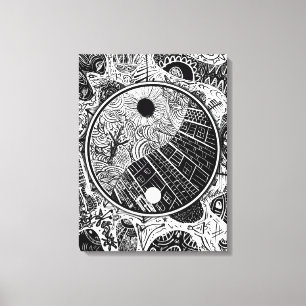 Yin Yang Phrame Canvas Afdruk
