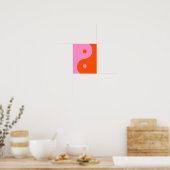 Yin Yang Pink en Oranje Poster (Keuken)