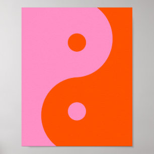 Yin Yang Pink en Oranje Poster