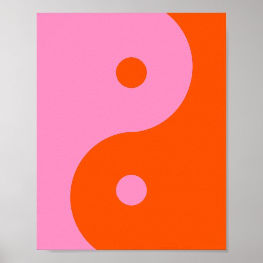 Yin Yang Pink en Oranje Poster (Voorkant)