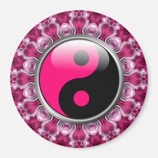 Yin Yang Pink Hearts Magnet (Voorkant)