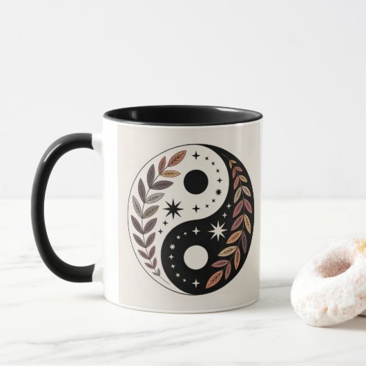 Yin Yang Plant Stars Meditation Mug Mok (Met donut)