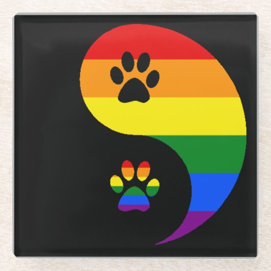 Yin-yang Pride Glazen Onderzetter (Voorkant)