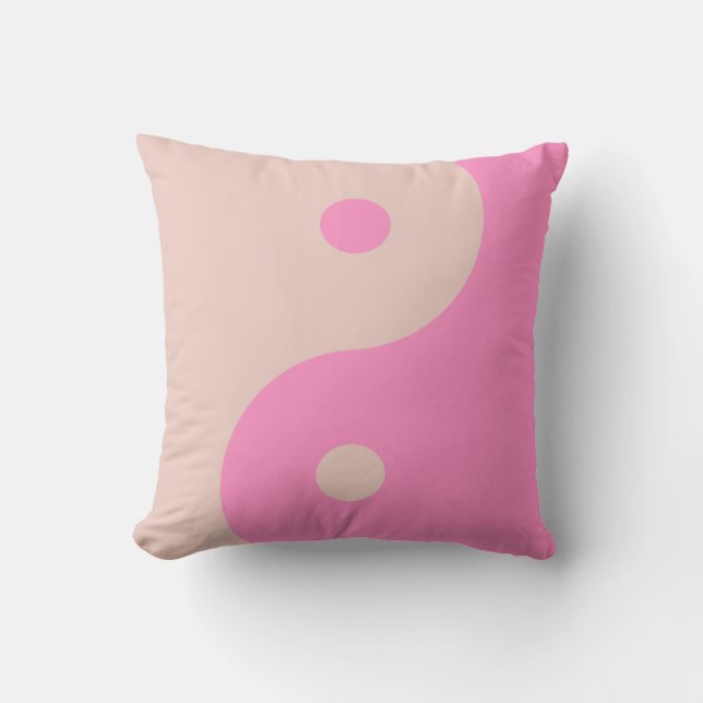 Yin Yang Print Peach en Pink Preppy minimalistisch Kussen (Voorkant)