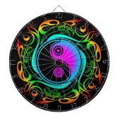 Yin Yang Psychedelic Rainbow-Tattoo Dartbord (Voorkant)