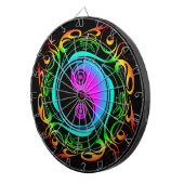Yin Yang Psychedelic Rainbow-Tattoo Dartbord (Voorkant Rechts)