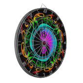 Yin Yang Psychedelic Rainbow-Tattoo Dartbord (Voorkant Links)