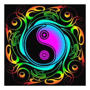 Yin Yang Psychedelic Rainbow-Tattoo Foto Afdruk