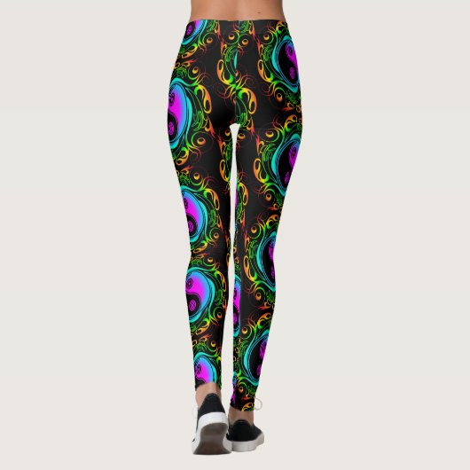 Yin Yang Psychedelic Rainbow-Tattoo Leggings (Achterkant)