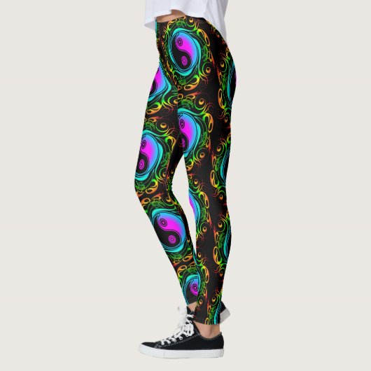Yin Yang Psychedelic Rainbow-Tattoo Leggings (Links)
