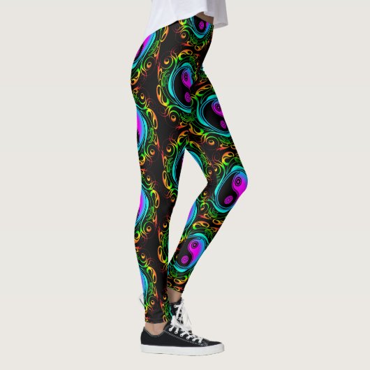 Yin Yang Psychedelic Rainbow-Tattoo Leggings (Rechts)