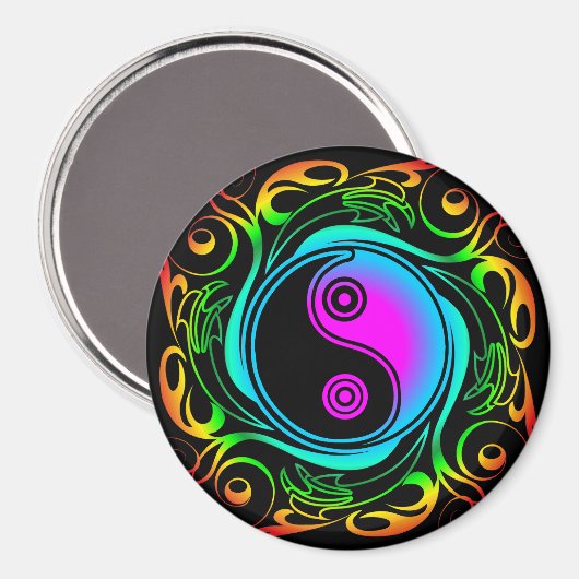 Yin Yang Psychedelic Rainbow-Tattoo Magneet (Voorkant / Achterkant)