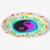 Yin Yang Psychedelic Rainbow-Tattoo Papieren Bordje (Gekanteld)