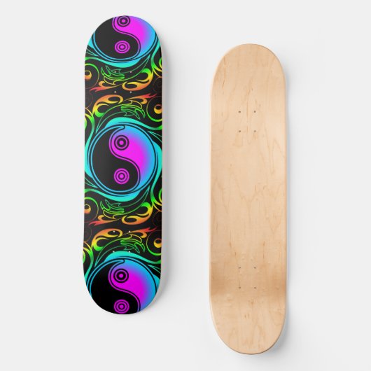 Yin Yang Psychedelic Rainbow-Tattoo Persoonlijk Skateboard (Voorkant)