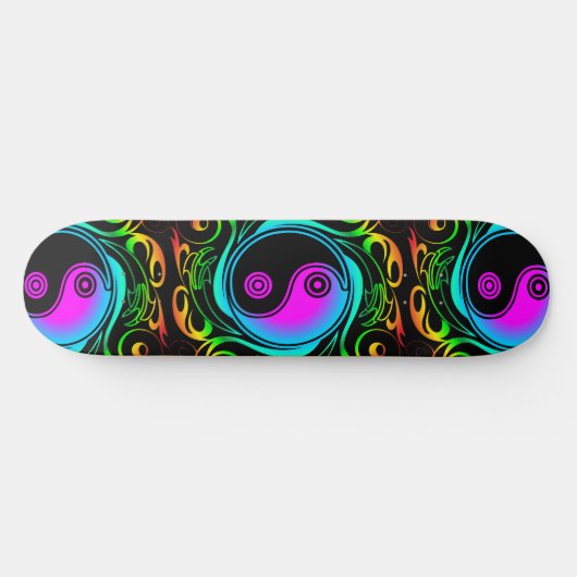 Yin Yang Psychedelic Rainbow-Tattoo Persoonlijk Skateboard (Horizontaal)