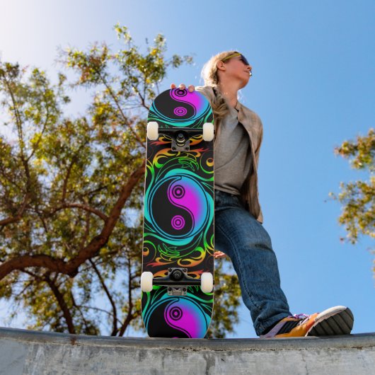 Yin Yang Psychedelic Rainbow-Tattoo Persoonlijk Skateboard (Buiten 1)