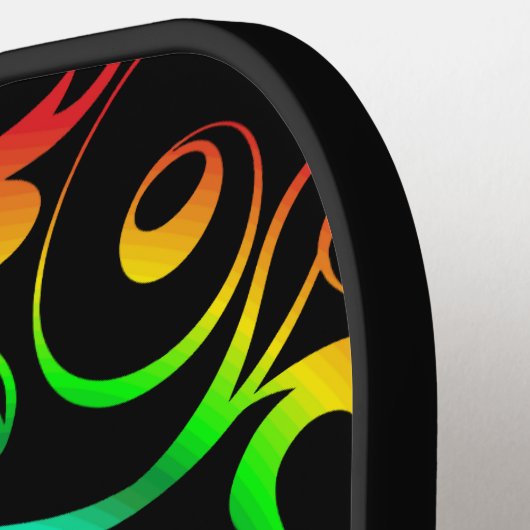 Yin Yang Psychedelic Rainbow-Tattoo Pickleball Paddle (Links Detail)