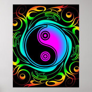Yin Yang Psychedelic Rainbow-Tattoo Poster