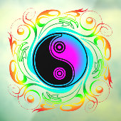 Yin Yang Psychedelic Rainbow-Tattoo Raamsticker (Vel 3)