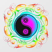 Yin Yang Psychedelic Rainbow-Tattoo Raamsticker (Vel)