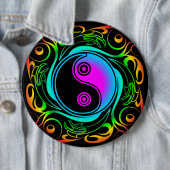 Yin Yang Psychedelic Rainbow-Tattoo Ronde Button 6,0 Cm (In situ)