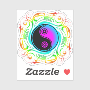 Yin Yang Psychedelic Rainbow-Tattoo Sticker