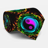Yin Yang Psychedelic Rainbow-Tattoo Stropdas (Opgerold)