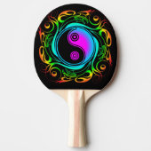 Yin Yang Psychedelic Rainbow-Tattoo Tafeltennisbatje (Voorkant)
