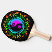 Yin Yang Psychedelic Rainbow-Tattoo Tafeltennisbatje (Zijkant)