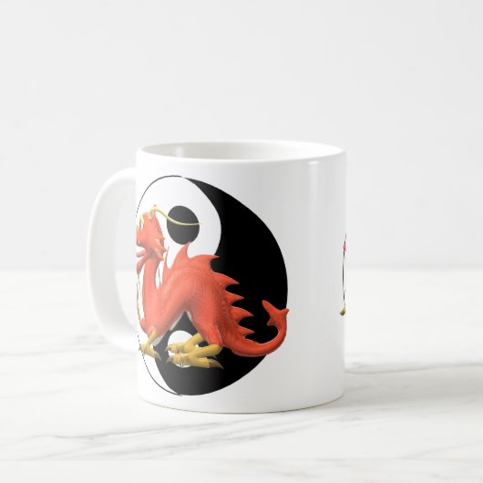 Yin-yang Red Dragon Koffiemok (Voorkant links)
