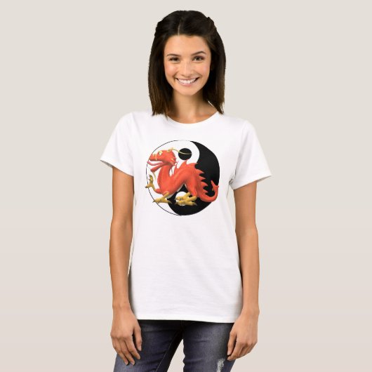 Yin-yang Red Dragon T-shirt (Voorkant volledig)