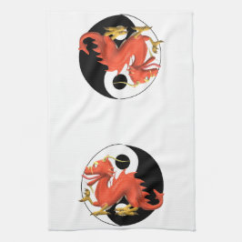 Yin-yang Red Dragon Theedoek