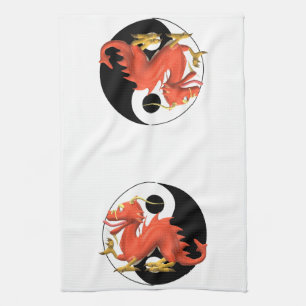 Yin-yang Red Dragon Theedoek