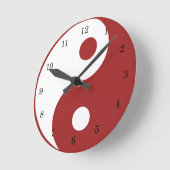 Yin Yang Red en White Symbol Clock Ronde Klok (Hoek)