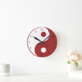 Yin Yang Red en White Symbol Clock Ronde Klok (Huis)