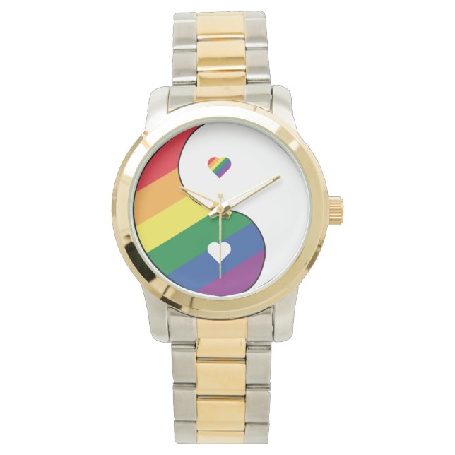 YIN YANG REGENBOOG KLEUREN HORLOGE (Voorkant)