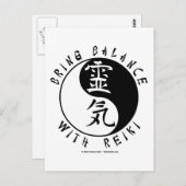 Yin Yang Reiki Kanji Briefkaart (Voorkant / Achterkant)