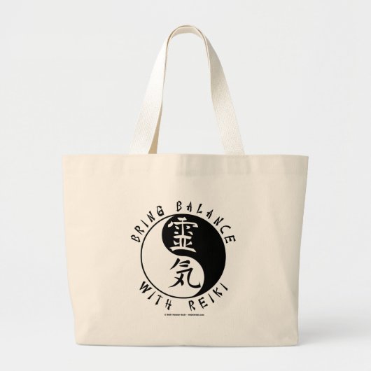 Yin Yang Reiki Kanji Grote Tote Bag (Voorkant)