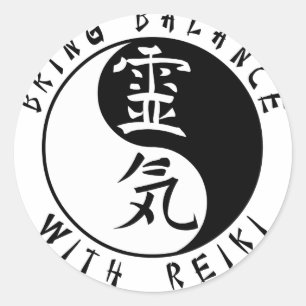 Yin Yang Reiki Kanji Ronde Sticker