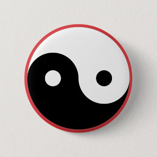 Yin Yang - Rode achtergrond Ronde Button 5,7 Cm
