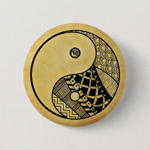 Yin yang ronde button 5,7 cm
