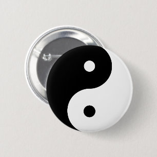 Yin Yang Ronde Symbool Zwarte Witte Dansende Vorme Button 5,7 Cm