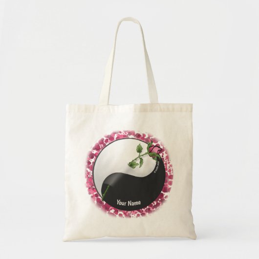 Yin Yang Roos aangepaste naam Canvas tas (Voorkant)