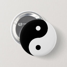 Yin Yang Round Symbol Black White Dancing Shapes Ronde Button 5,7 Cm