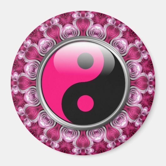 Yin Yang Roze Hartjes Magneet (Voorkant)