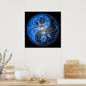 Yin Yang Rozen, blauw en zwart Poster (Keuken)